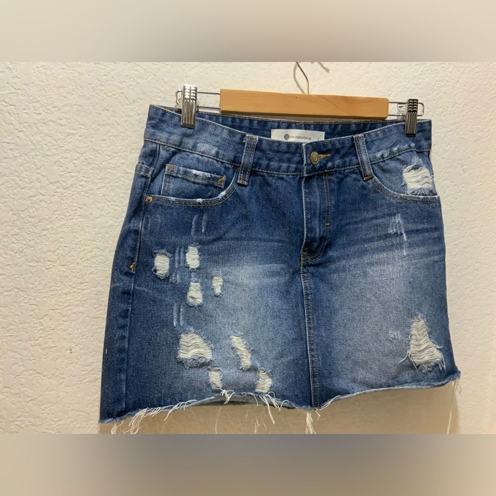 Impeccable Pig Blue Distressed Denim Skirts